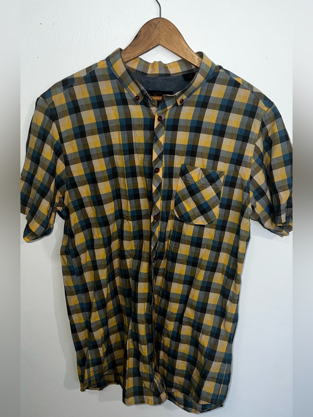 Ben Sherman Short-Sleeve Plaid Shirt - Yellow, Blue & Black